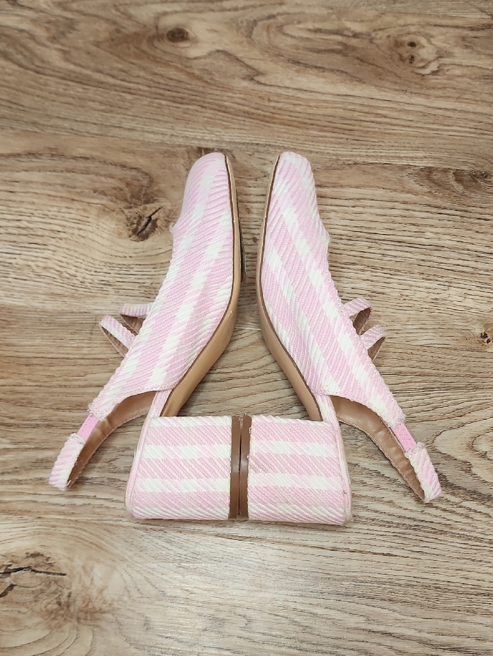 Madden Girl Doll Block Heel Slingback Pink White Woven Pattern Mary Jane Shoes - Picture 5 of 11